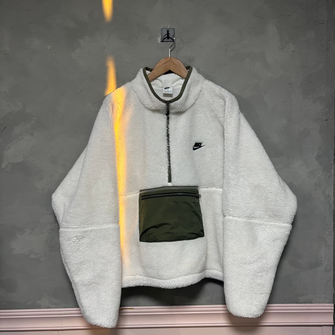 3XL 나이키 풀오버 플리스 자켓 화이트 카키 상품이미지1
