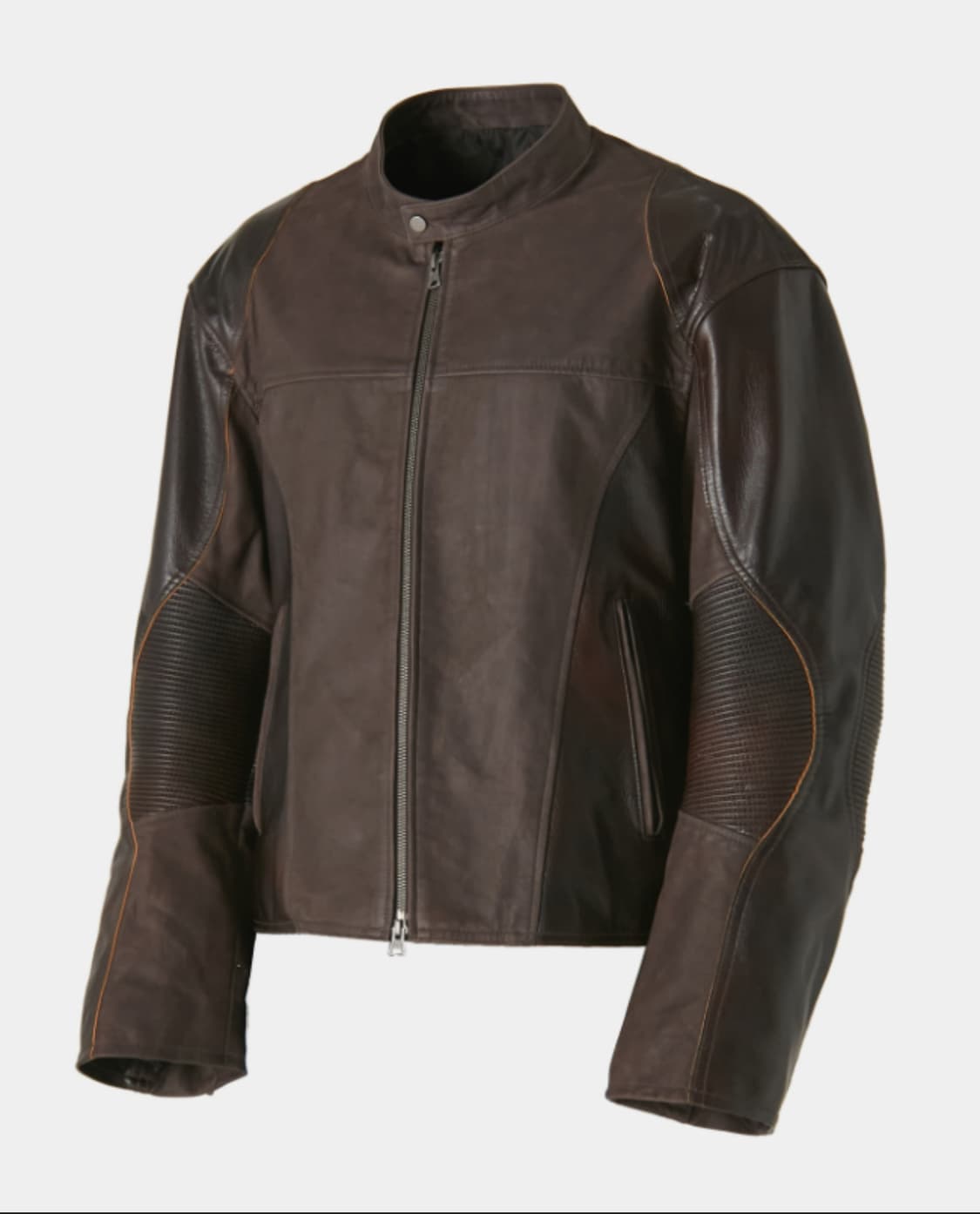 MIXED EMBROIDER BIKER JUMPER (DARKBROWN) 상품이미지1