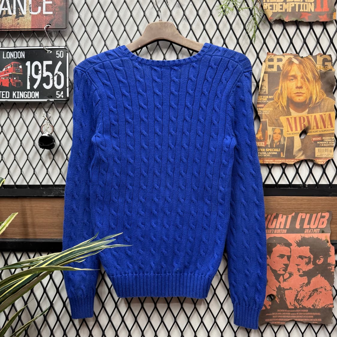 폴로 랄프로렌 케이블 니트 화이트 포니 로고 포인트 블루 상품이미지2