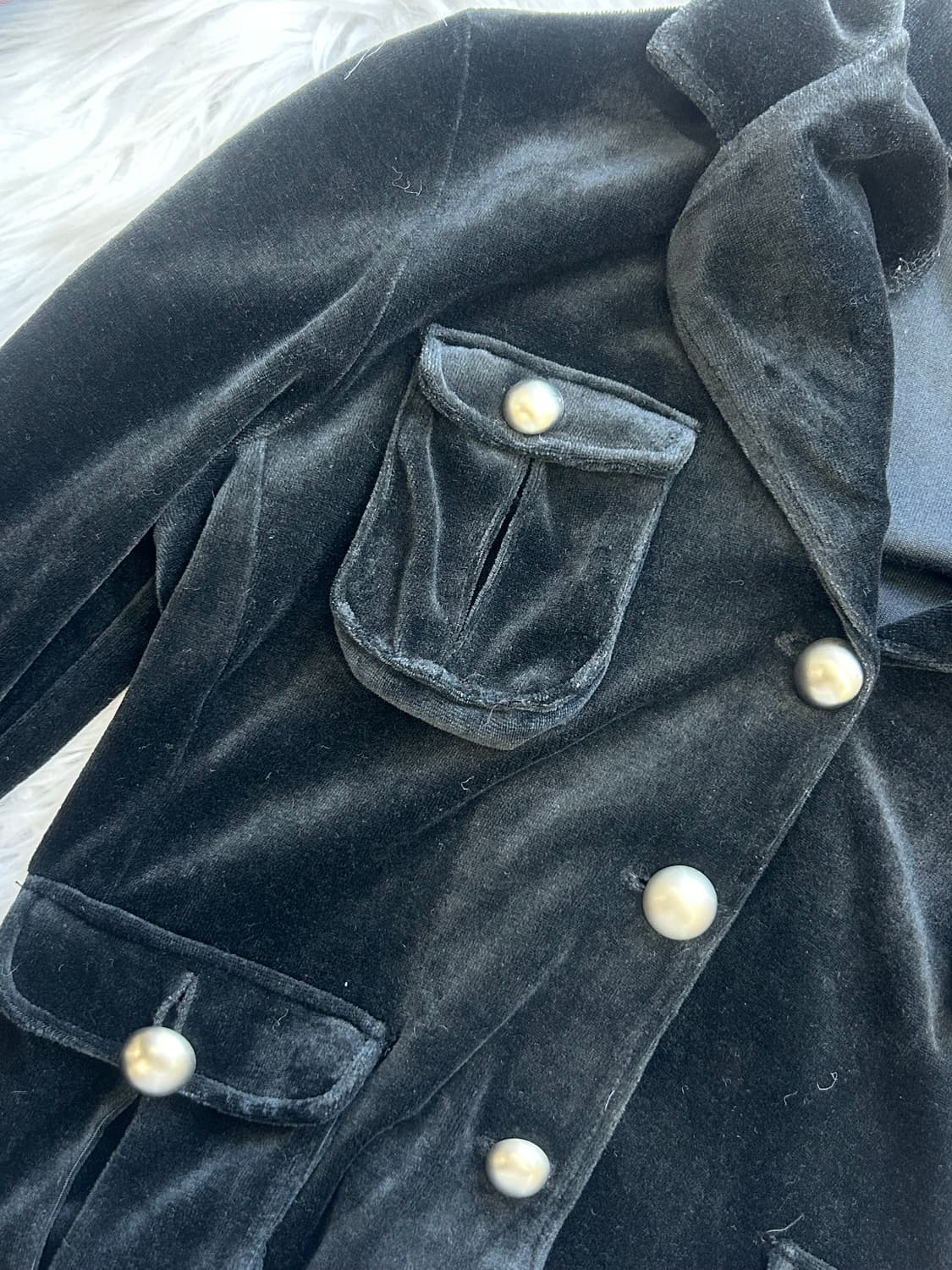 Deux Concept Labo 벨벳 블랙 진주 버튼 자켓 1797 상품이미지5