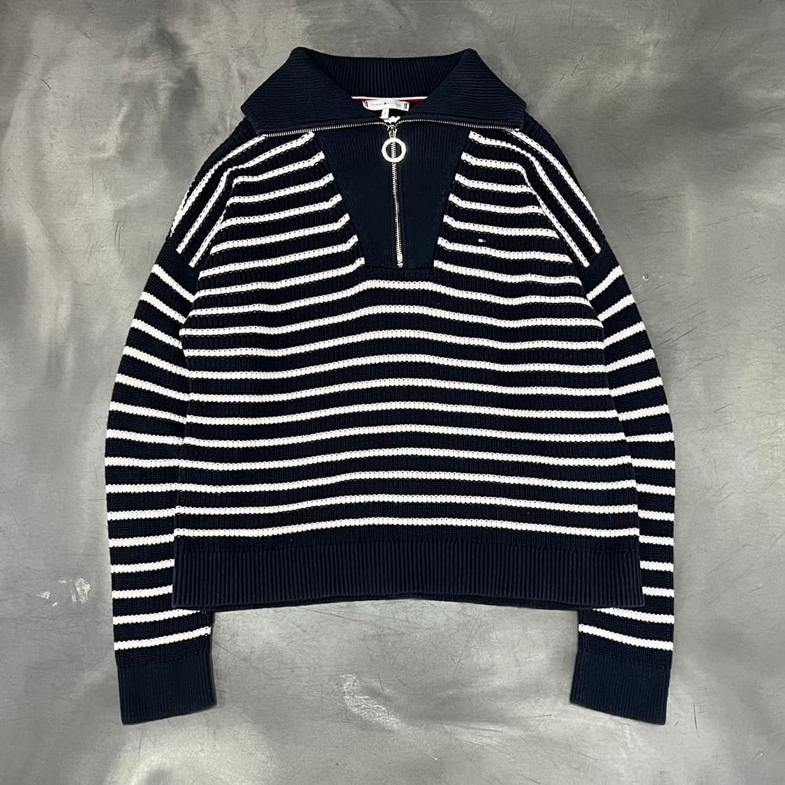  타미 힐피거 스트라이프 하프 집업 니트 y15946 상품이미지1