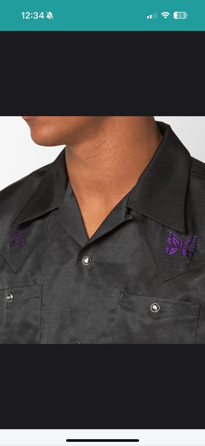 니들스 카우보이 반팔셔츠 사틴블랙 상품이미지2