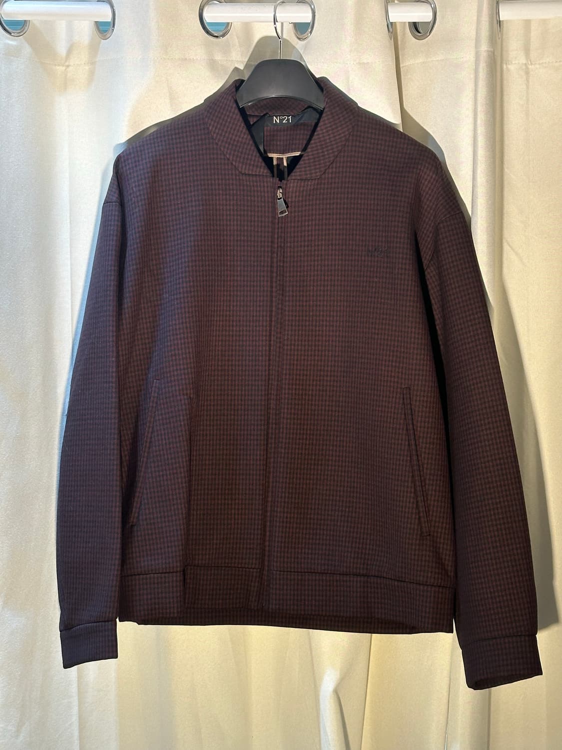 N°21 누메로벤투노 체크 집업 블루종 자켓 판매 상품이미지1