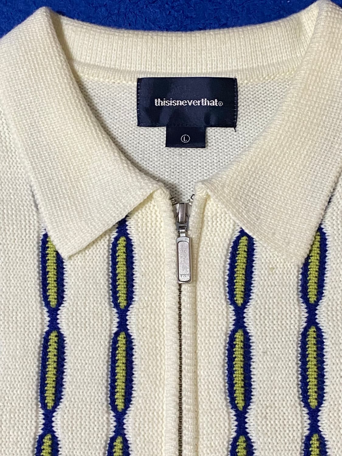디스이즈네버댓 체인 폴로 집업 니트 L 상품이미지4