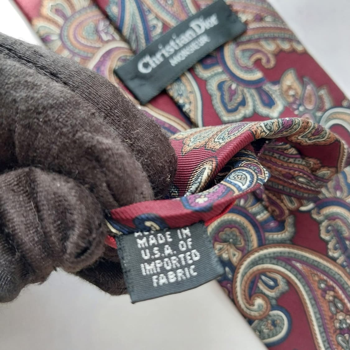 크리스찬 디올 와인 페이즐리 넥타이 9.5cm S~A+등급 K2530 상품이미지10