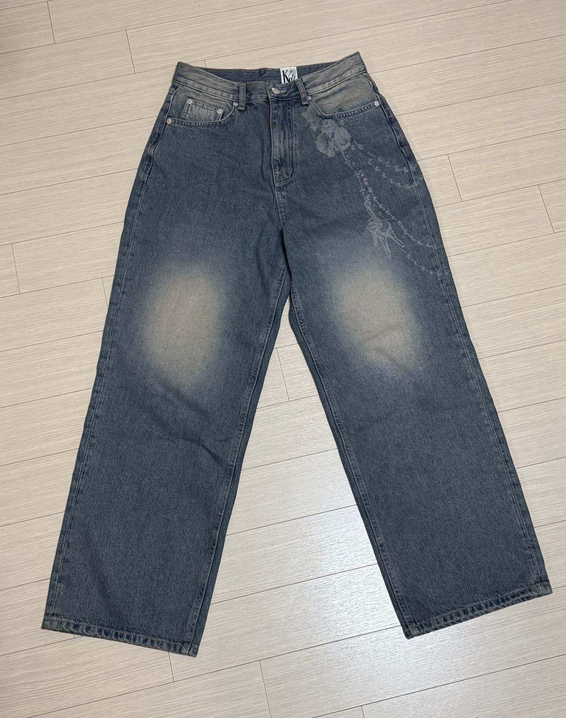 카시코 체인 와이드 데님 팬츠 상품이미지3