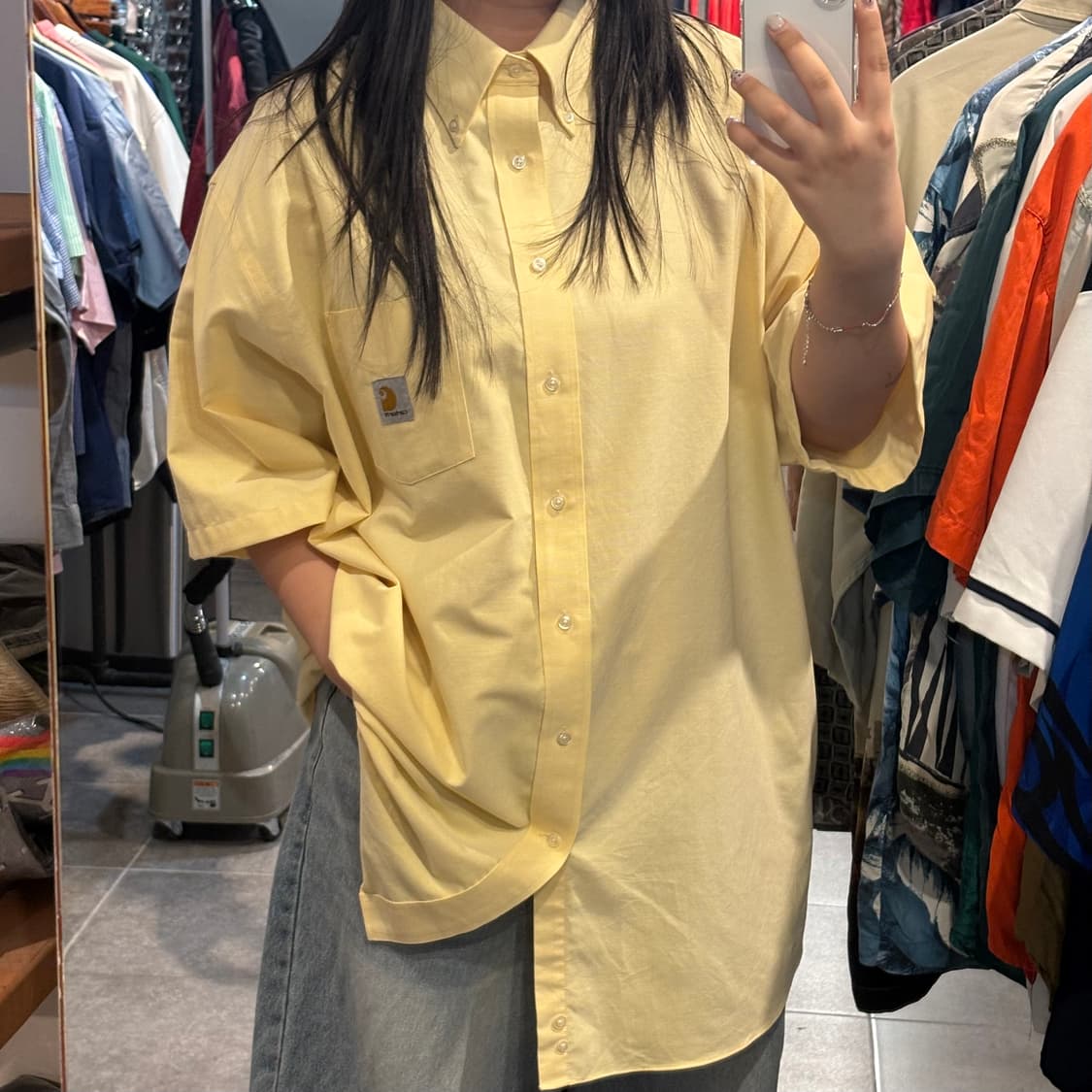 [NO.9] 칼하트 반팔 셔츠 연노랑 상품이미지1