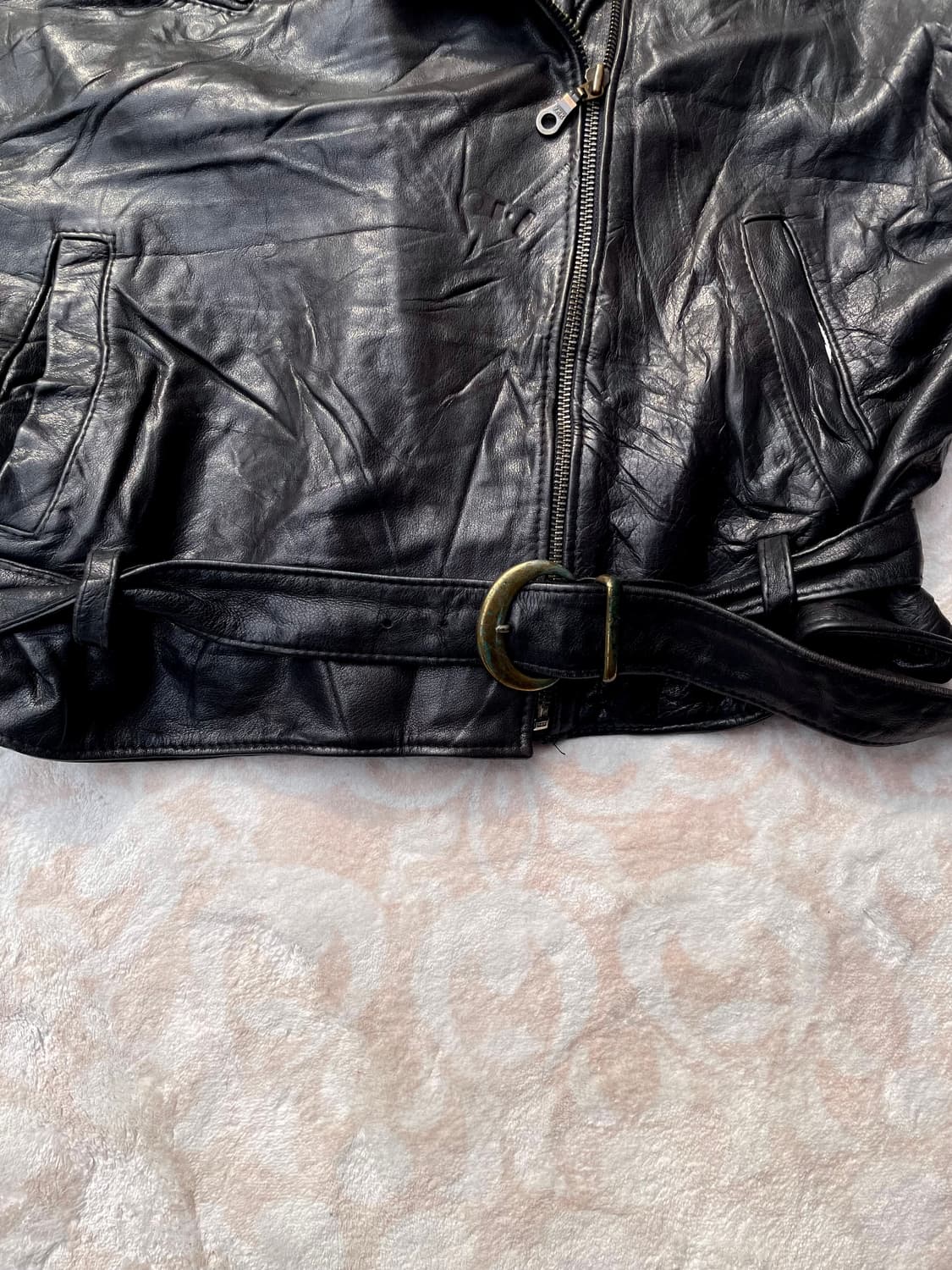 빈티지 램스킨 벨티드 더블라이더 자켓 상품이미지5