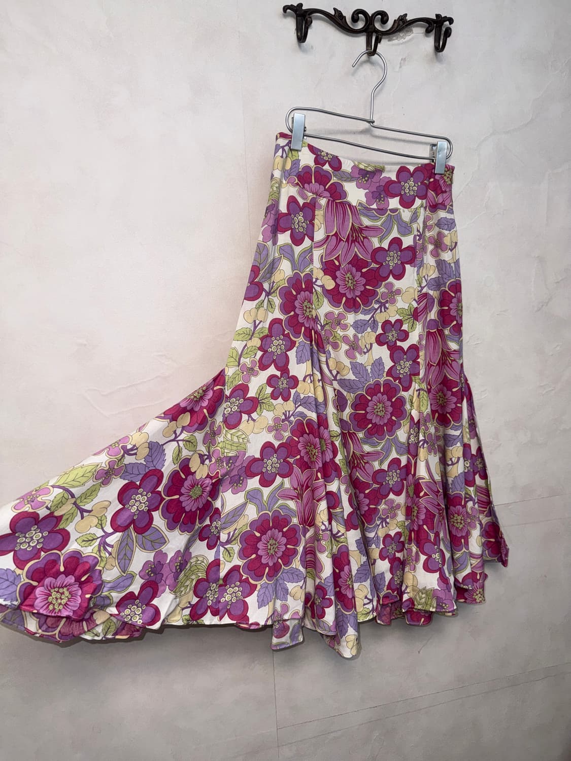 Pink lavender oriental floral skirt  상품이미지3