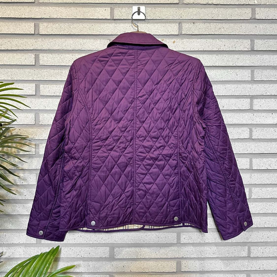 L.L.Bean 엘엘빈 퀼팅 자켓 체크안감 스냅 버튼 디테일 퍼플 상품이미지2