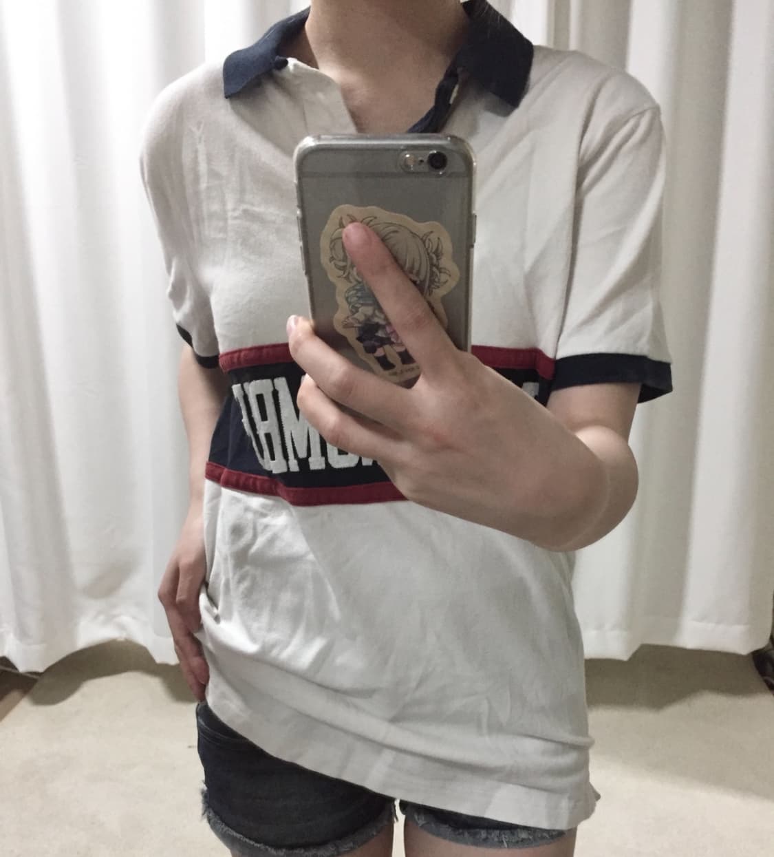 아베크롬비 화이트 네이비 럭비 st 카라 반팔 티 상품이미지1