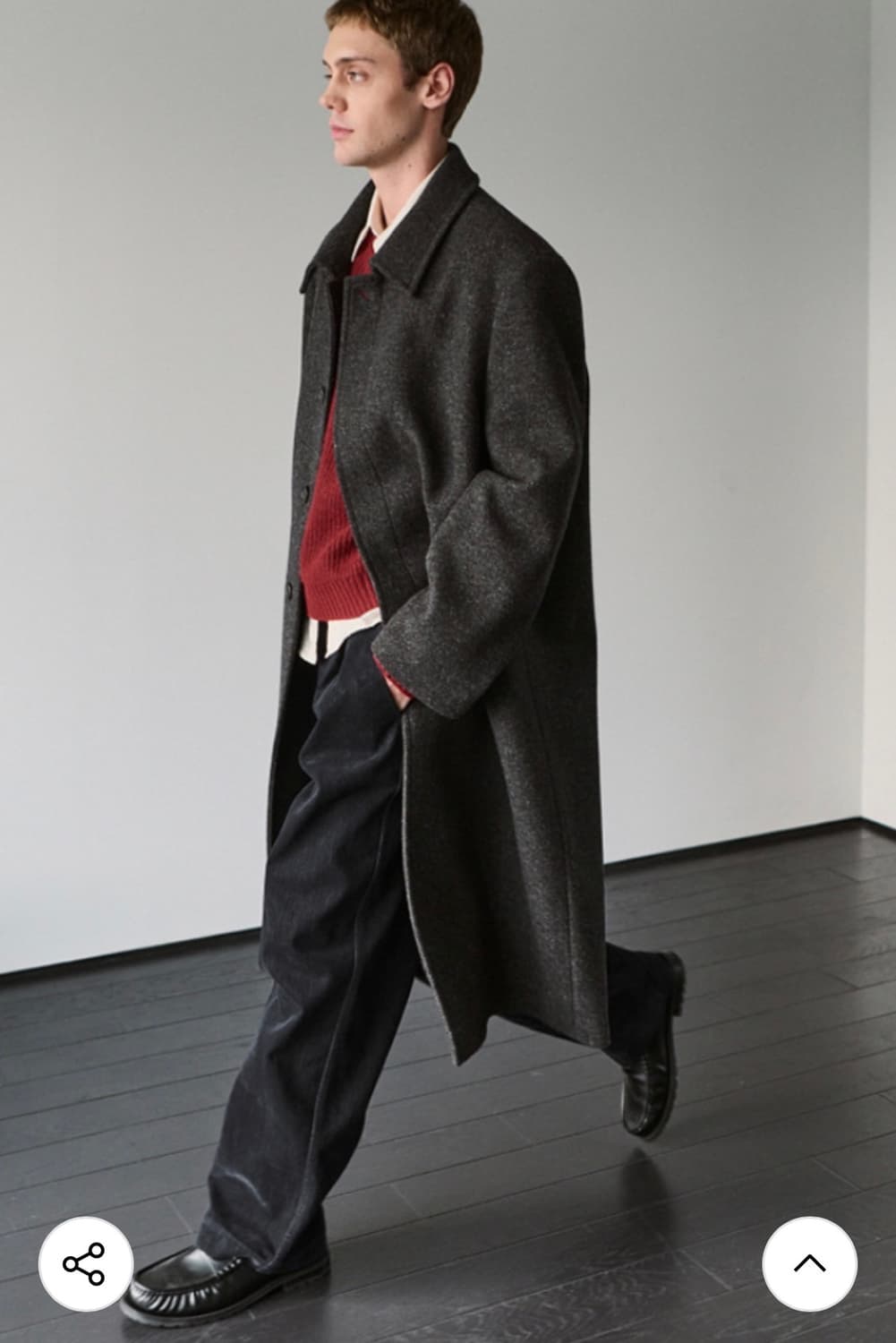 비슬로우X데릭 알파카 맥코트 차콜 헤링본 L 발마칸 코트 상품이미지4