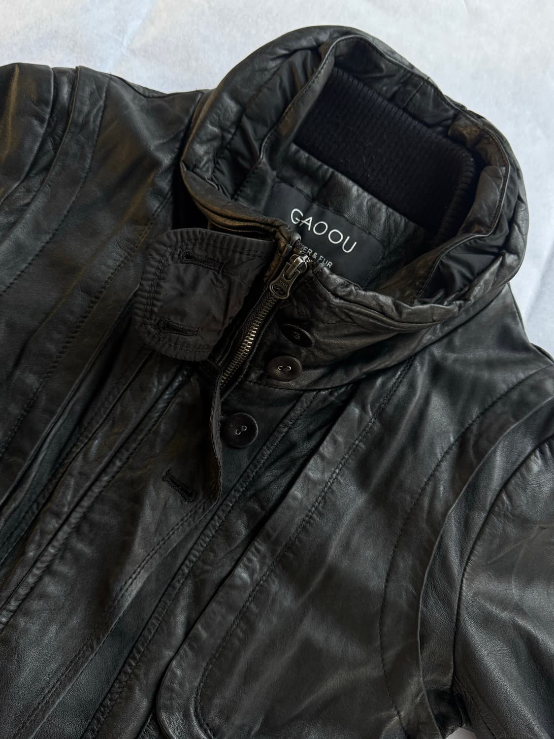 sheepskin high-neck leather jacket 상품이미지4