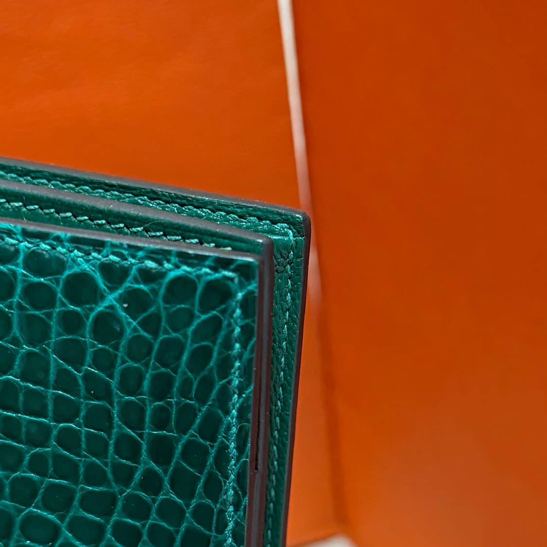 [S급/OS] 에르메스 베안 와니 크로커다일 장지갑 그린 풀구성 상품이미지5