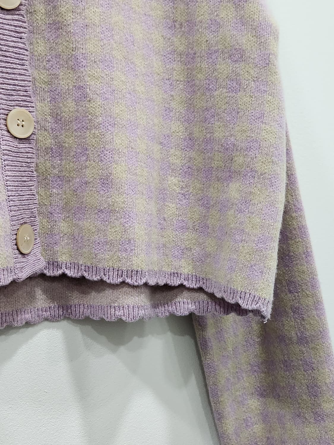 [F] 이슈넘버 세미크롭 울 체크 가디건 여성 프리사이즈 상품이미지3