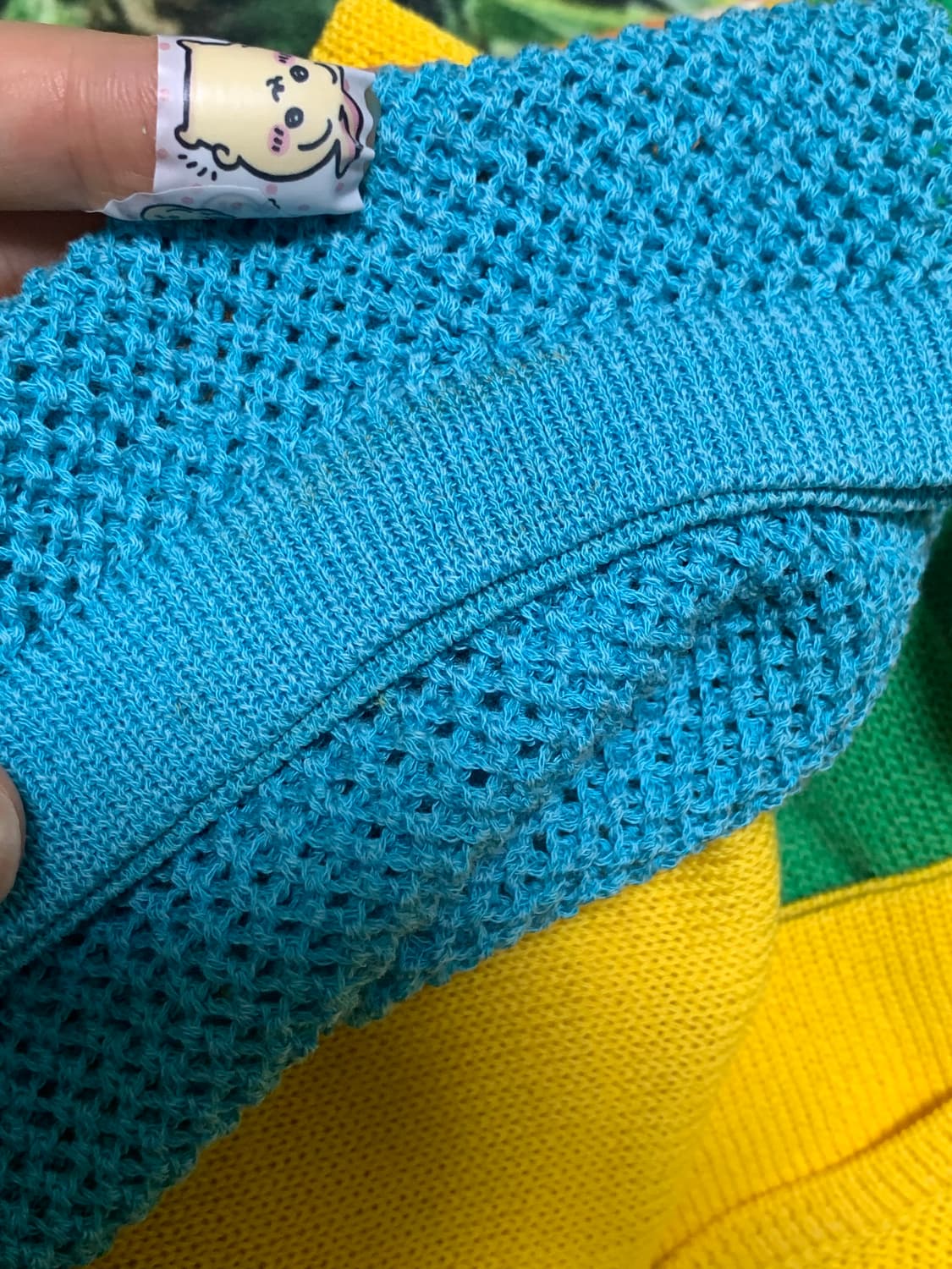 빈티지 몬니 여름 니트 그물 가디건 자수 티셔츠 블라우스 물고기 상품이미지9