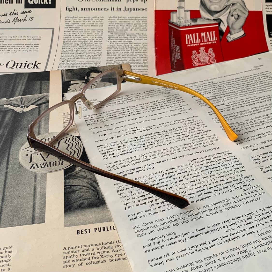 892 데드스탁 빈티지안경 브라운 뿔테 경량 클래식 픽키 상품이미지4