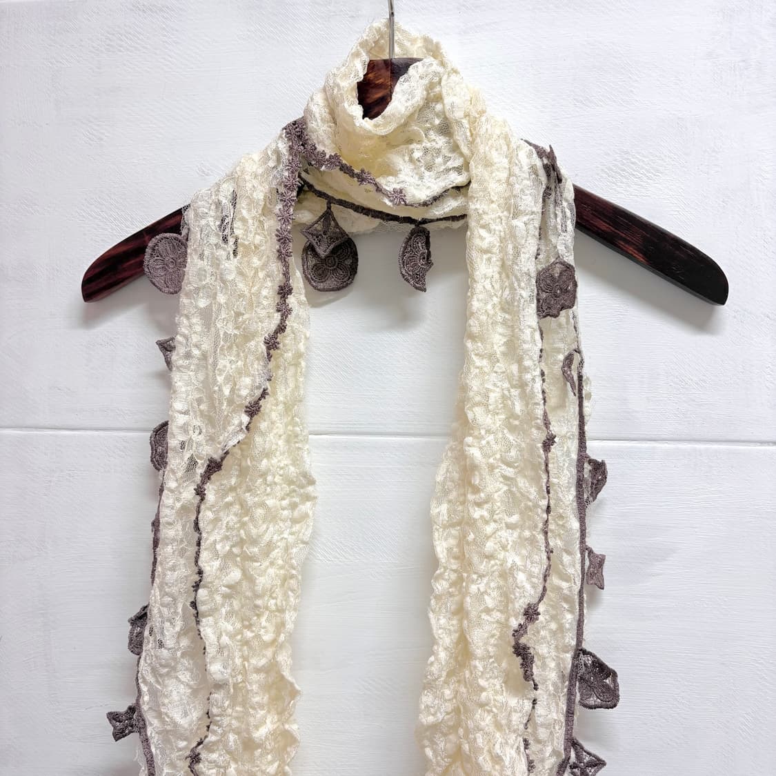 아이보리 레이스 장식 스카프 머플러 (JPN) 상품이미지5