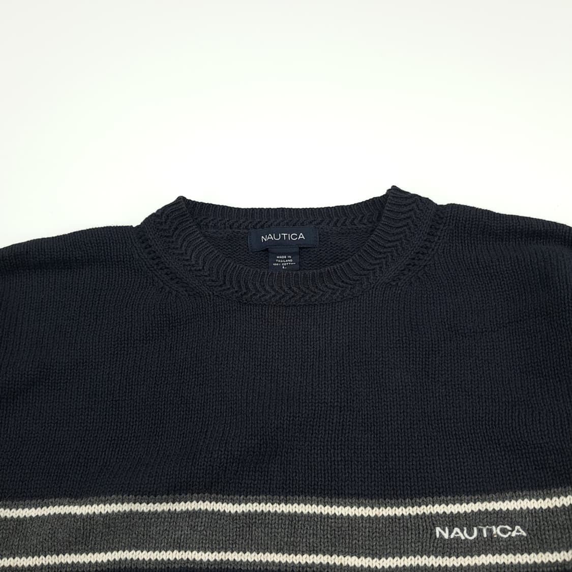 CN976 L 노티카 다크네이비 포인트 스트라이프 긴팔 니트 스웨터 상품이미지2