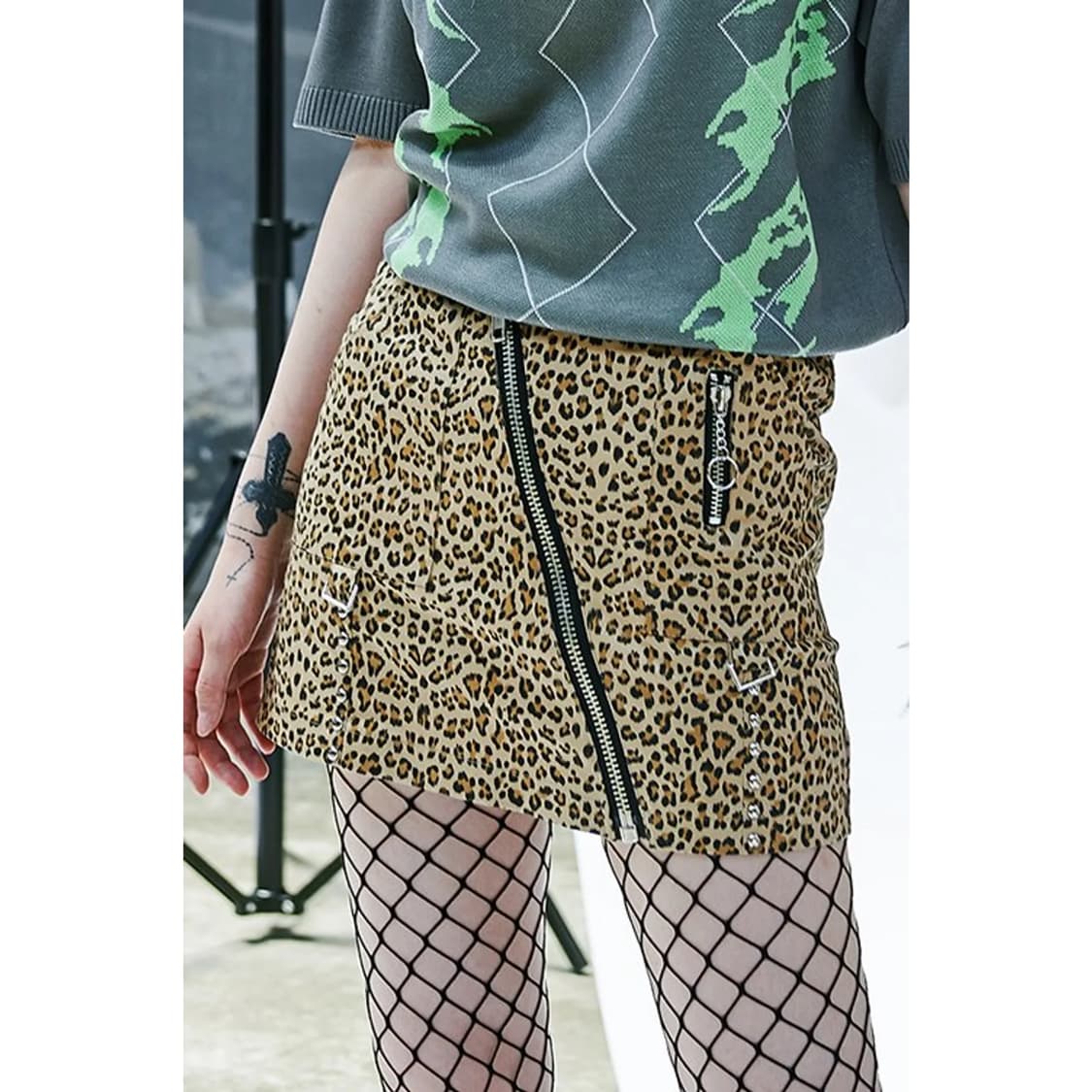 어나더유스 레오파드 지퍼 미니 스커트 호피 치마 상품이미지3