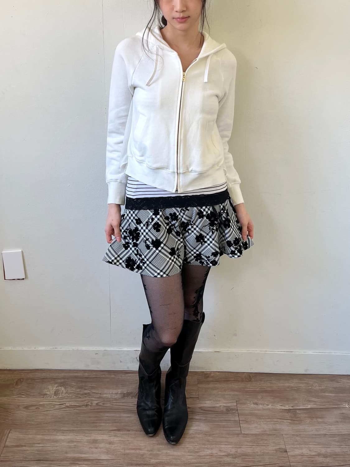 Clean2 화이트 레이스 후드집업 상품이미지5