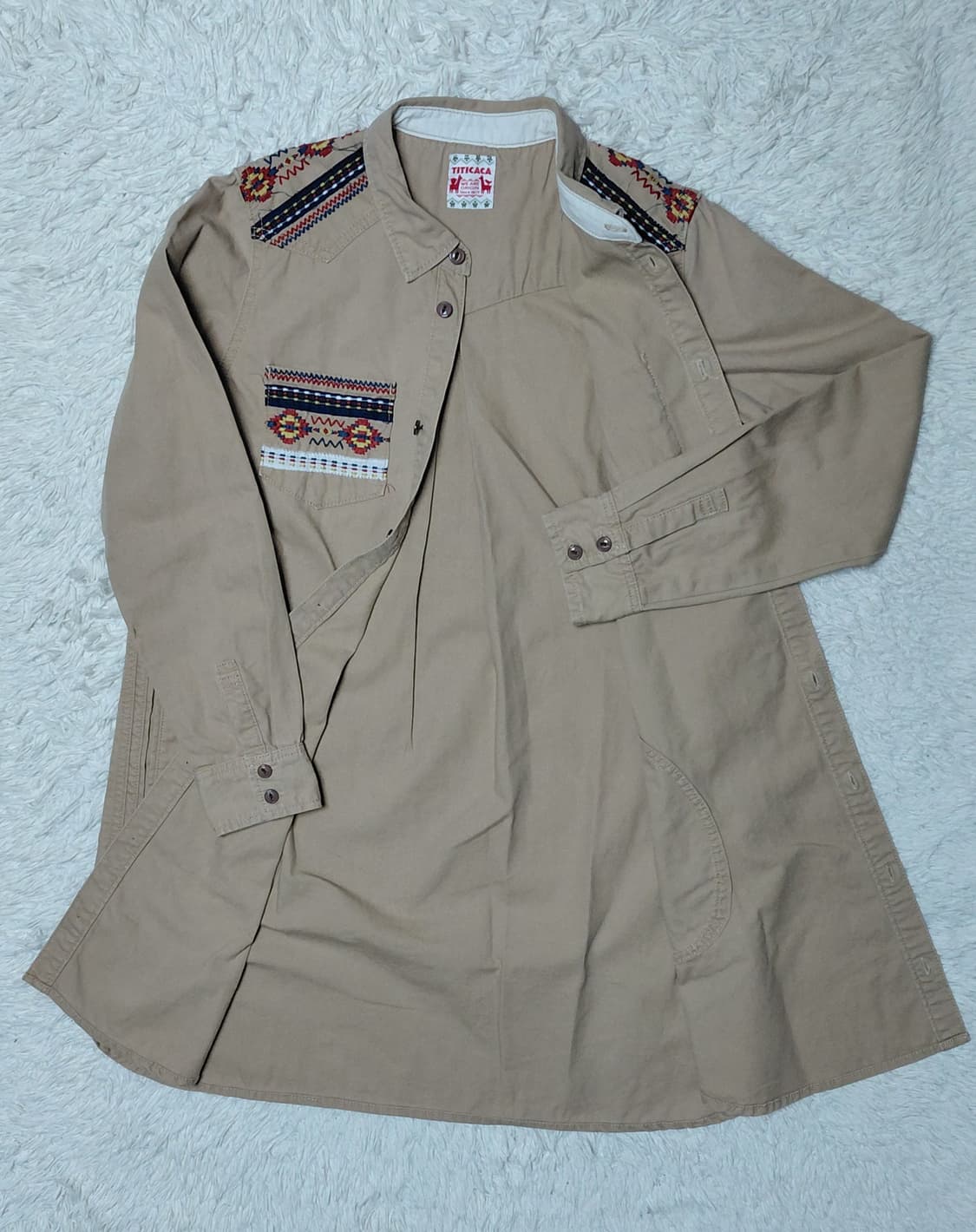 TITICACA 에스닉 자수 셔츠 원피스 상품이미지7