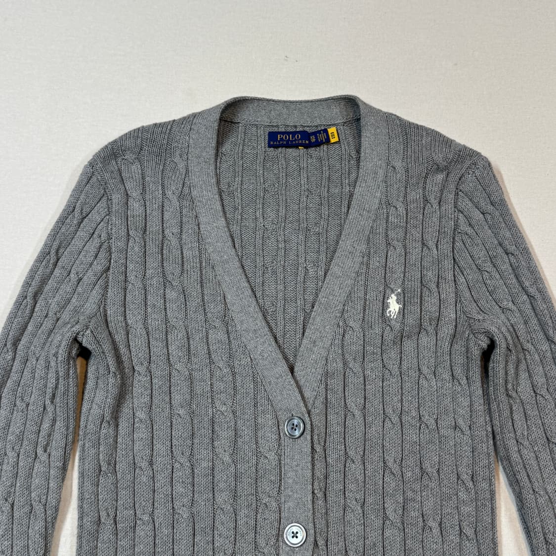 XS) 폴로 랄프로렌 코튼 케이블 꽈배기 가디건 신형 큐알탭 상품이미지3