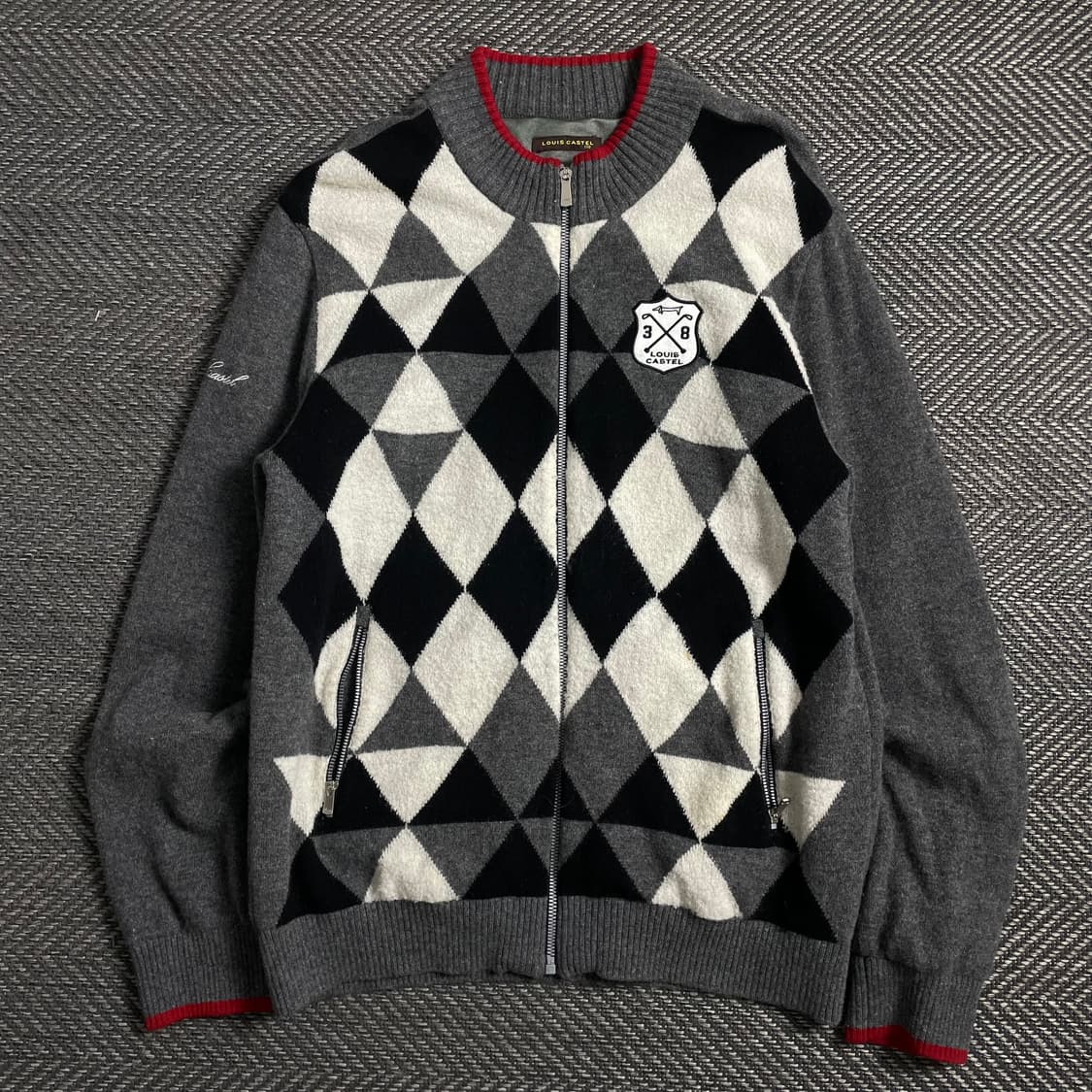 루이 까스텔 아가일 체크 패턴 니트 집업o 4700 상품이미지1