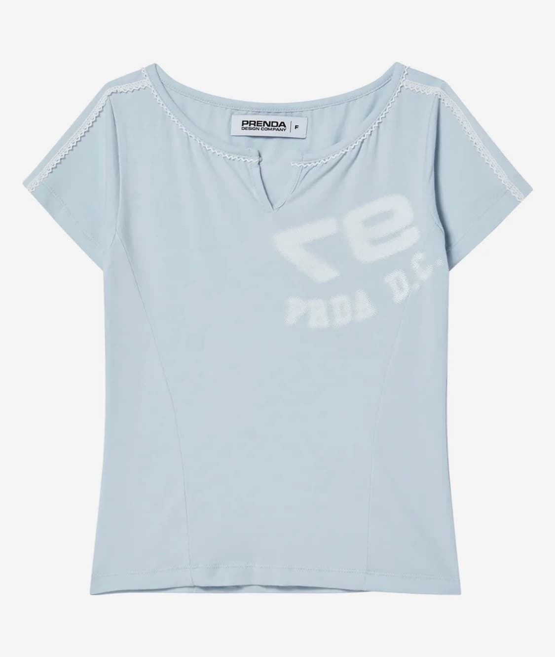 프렌다 97PDC LOGO LACE NECK TEE SKY BLUE 상품이미지1