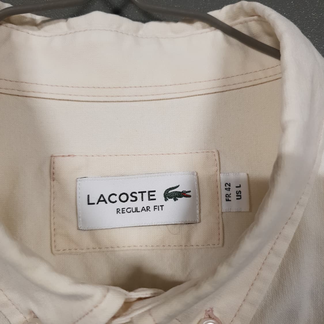 105) 라코스테 신형 20FW 크록 옥스포드 솔리드 셔츠 남방 베이지 상품이미지8