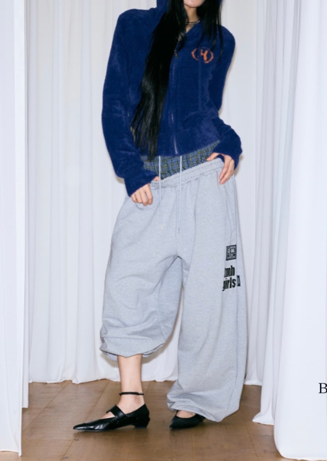 더미스테리어스호텔 레이어드 스웻 팬츠 (있지 유나 착용) 상품이미지2