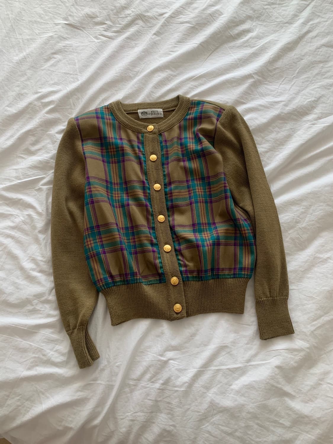 White itarkiard 체크 울 가디건 상품이미지1