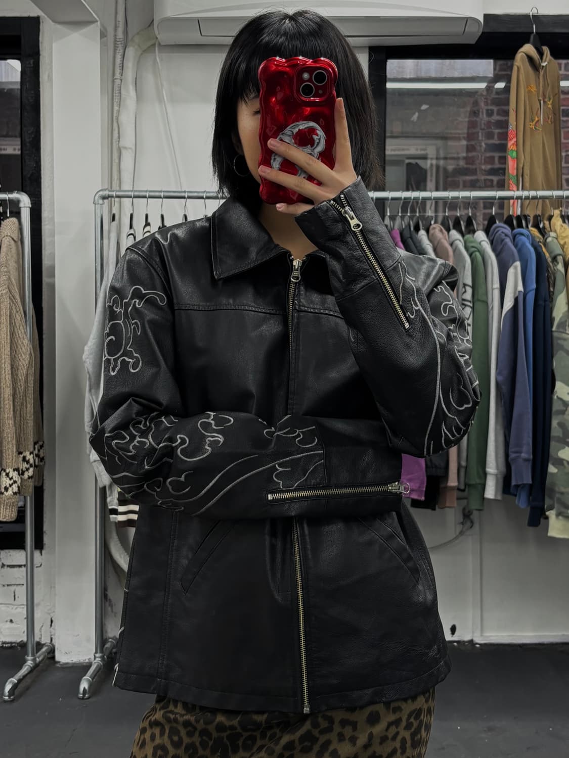 카라쿠리 타마시 오리엔탈 잉어 레더자켓 상품이미지1