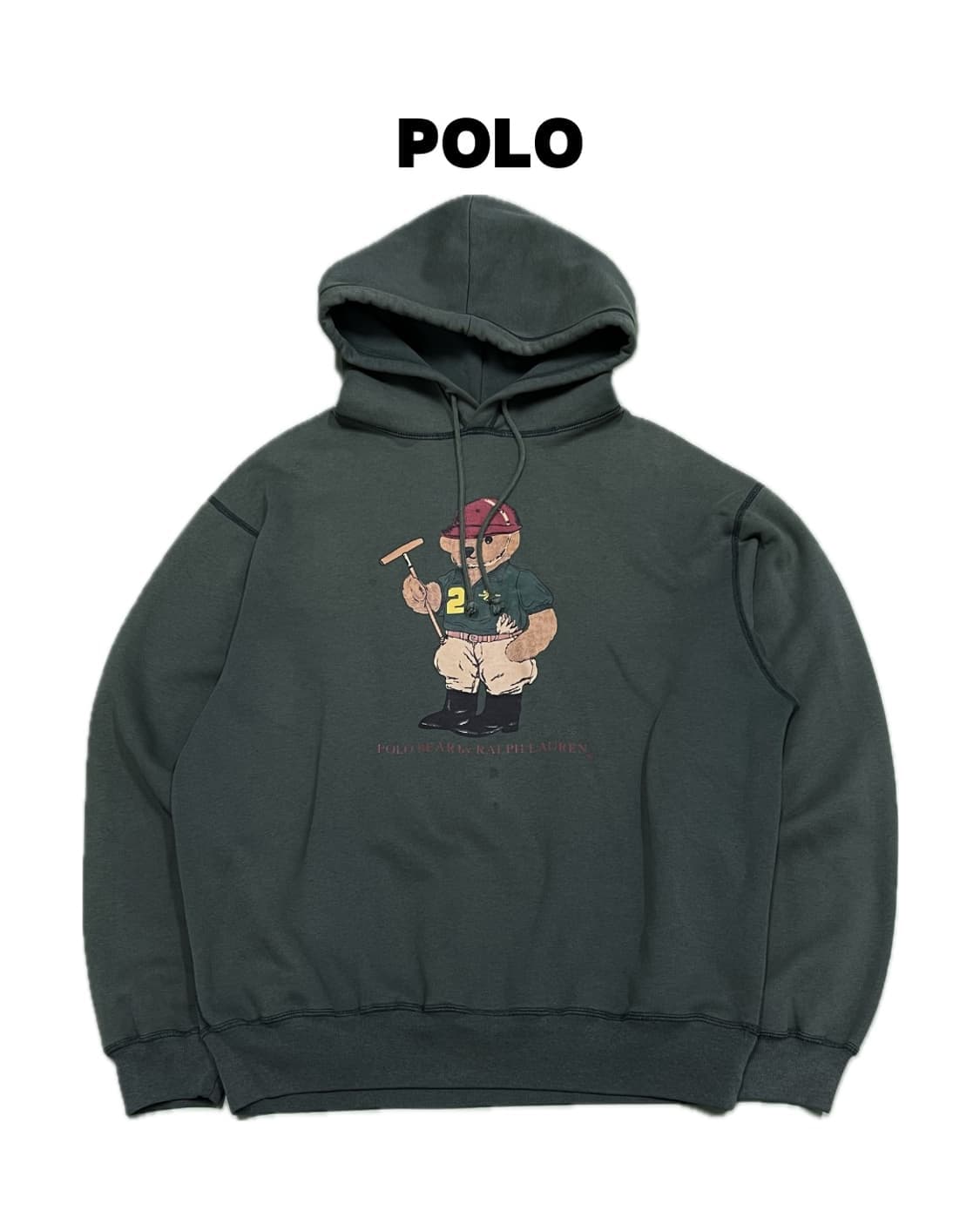(M) 폴로 랄프로렌 90s 폴로베어 후드 티 그린 상품이미지1