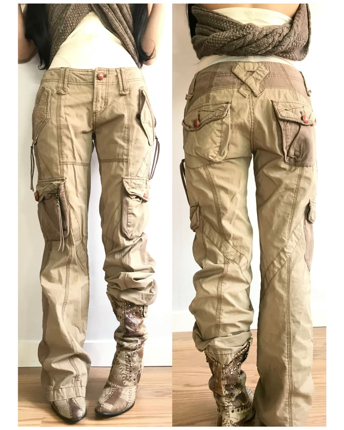 Ask beige multi pocket slim pants 상품이미지1