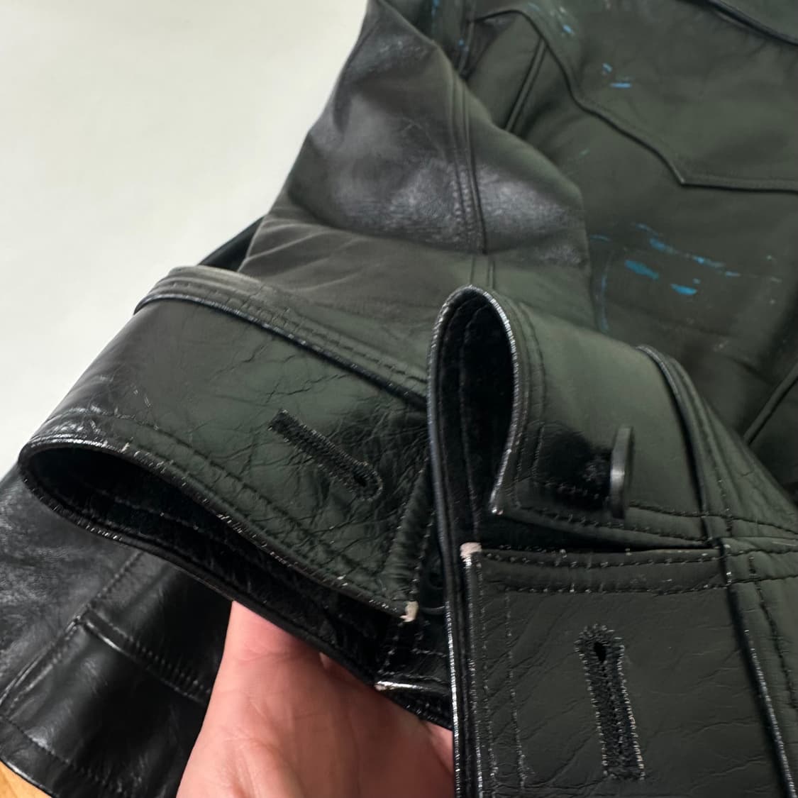 95 L 더칼리 블랙 홀스가죽 말가죽 유광 가죽자켓 상품이미지7