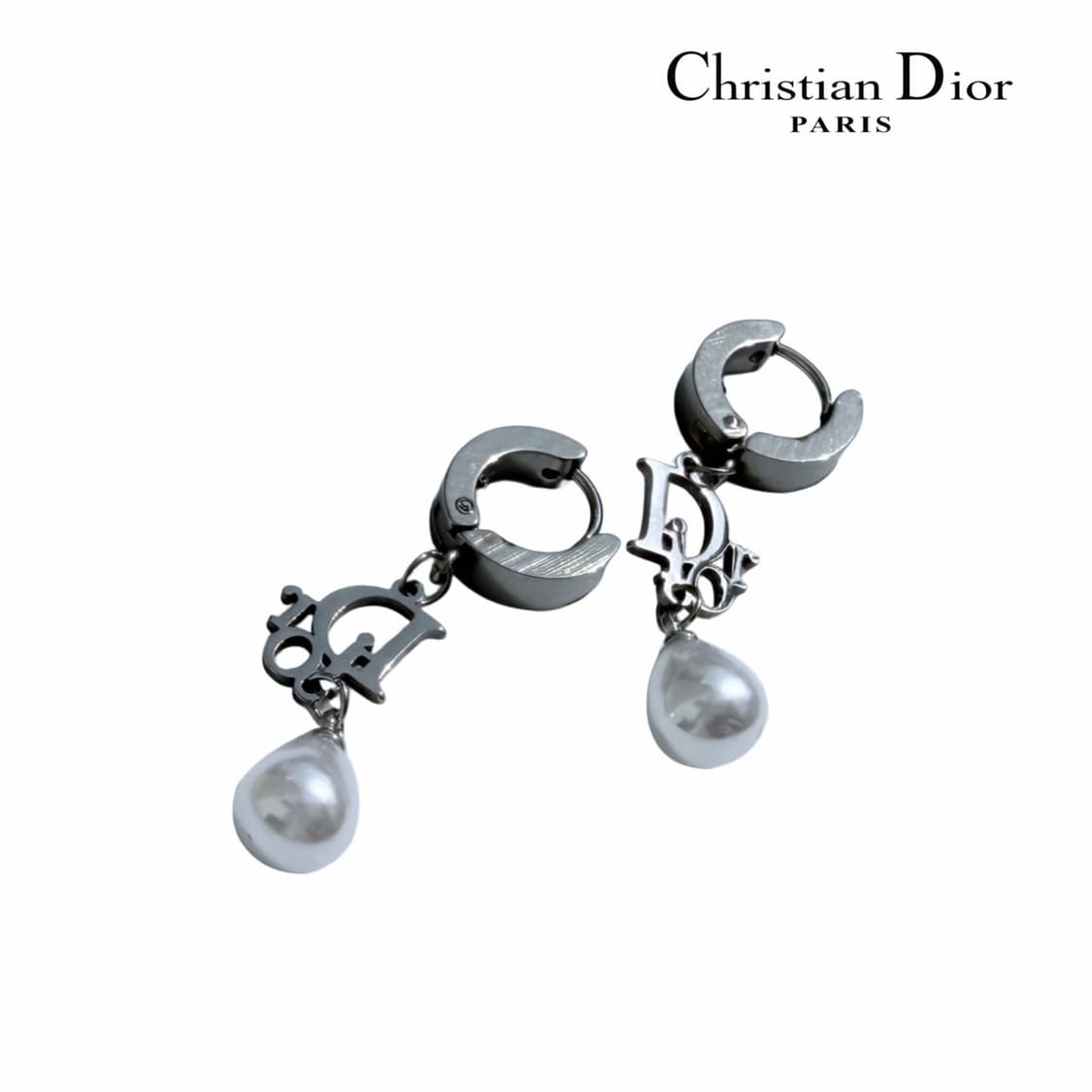 디올 실버 진주 드롭 이어링 상품이미지1