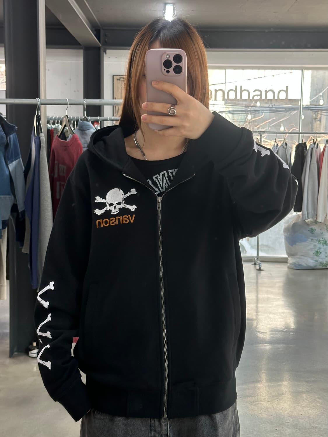 벤슨 스컬 본 빅로고 후드집업 상품이미지4