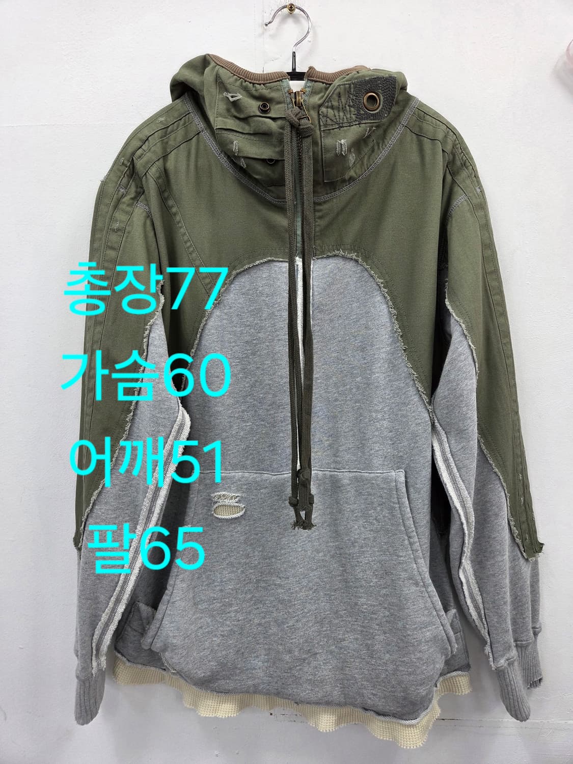 럭키 사토리우스 밀리터리 반집업후드 일본빈티지 상품이미지1