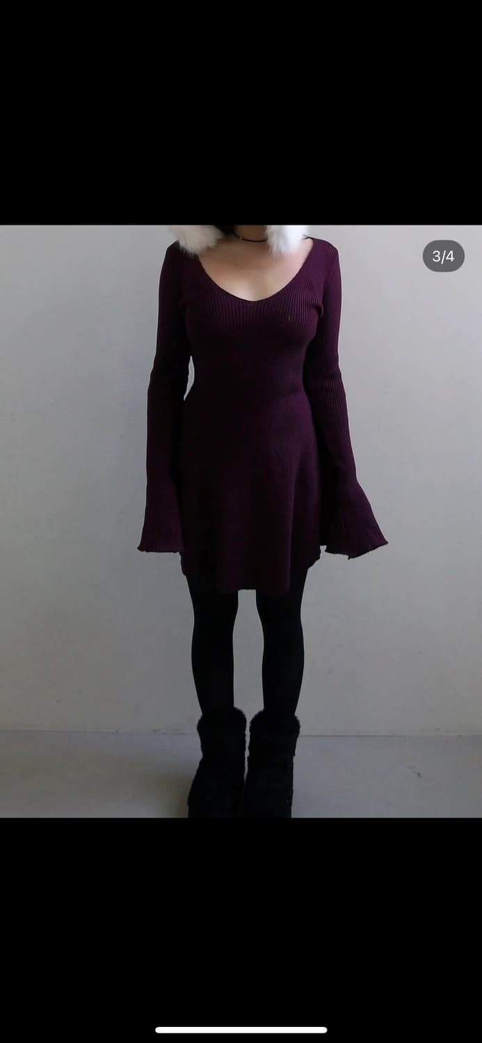 Sugigom 딥브이넥 플레어 원피스 버건디 상품이미지3