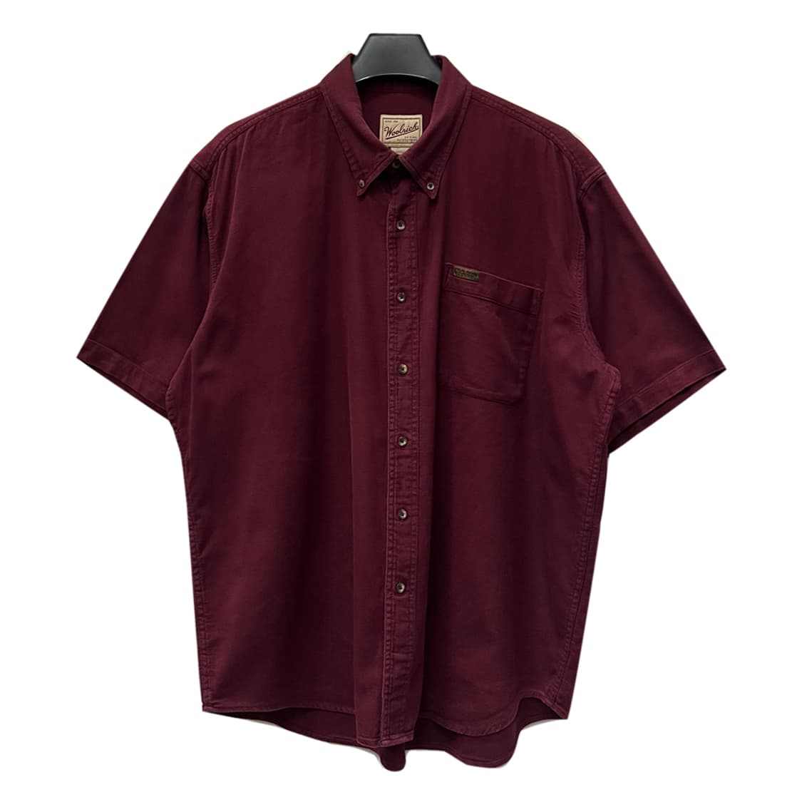 90s Woolrich 울리치 버튼 다운 버건디 반팔 셔츠 XL 상품이미지1