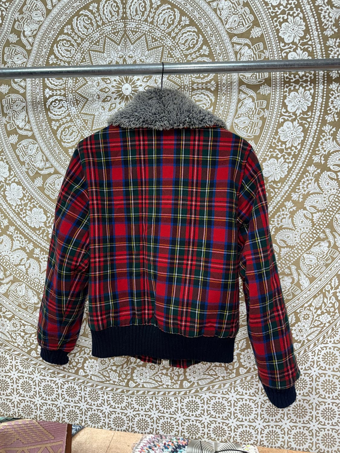 빈티지 체크 투포켓 페디드 양털 카라 점퍼  상품이미지5