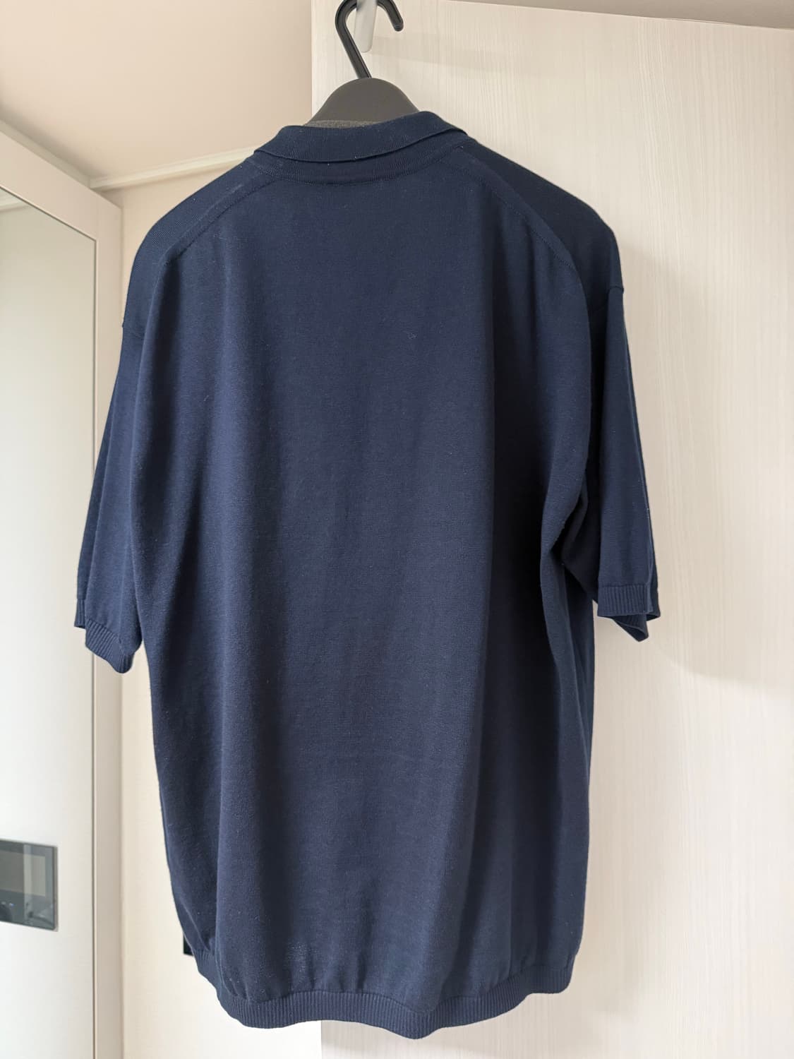 [2]헤릴 캐시미어 하프 집업 반팔 카라 네이비 상품이미지5