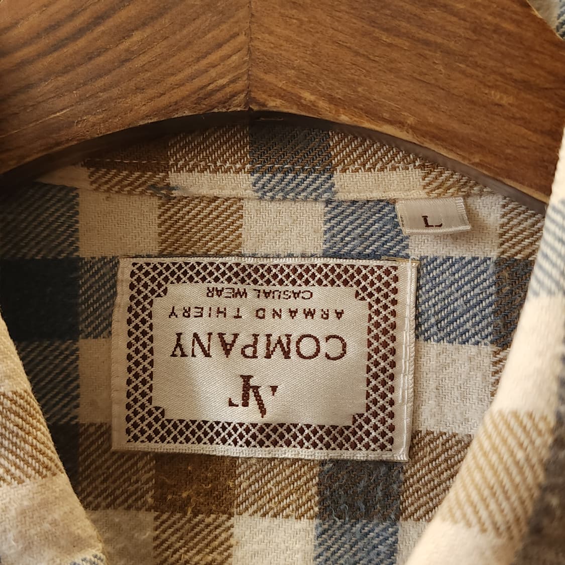 90s 아메리칸 빈티지 체크셔츠 헤비 플란넬 워크셔츠 블루 브라운 L 상품이미지5