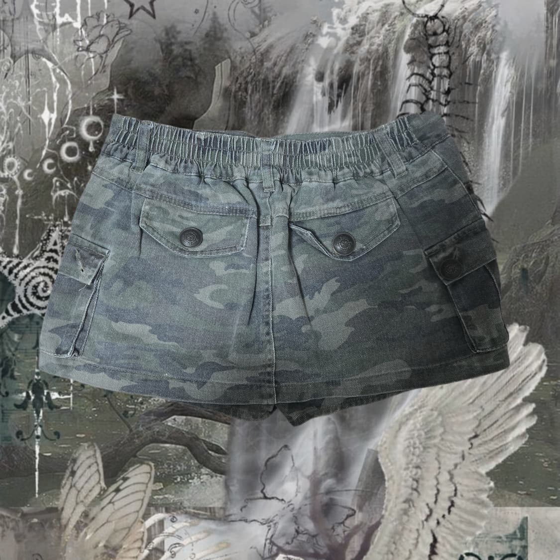 vintage camo Zipper short skirt 상품이미지2