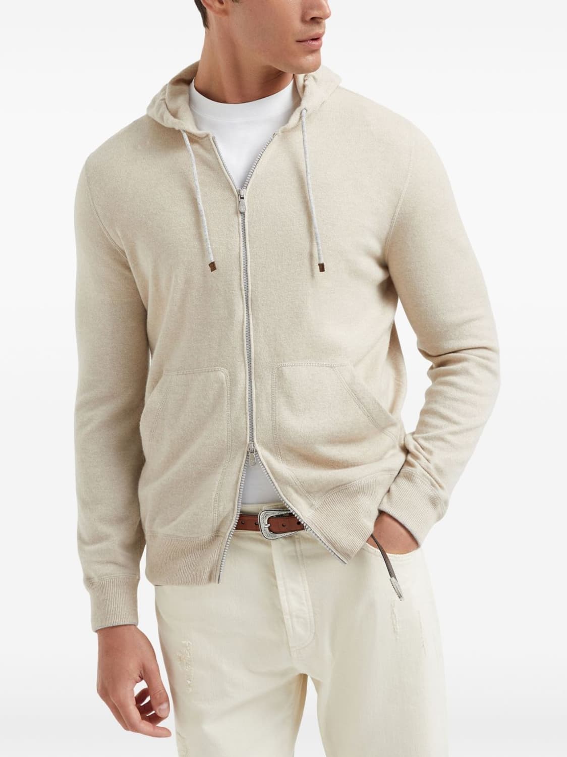 브루넬로 쿠치넬리 캐시미어 드로스트링 후드집업 상품이미지2