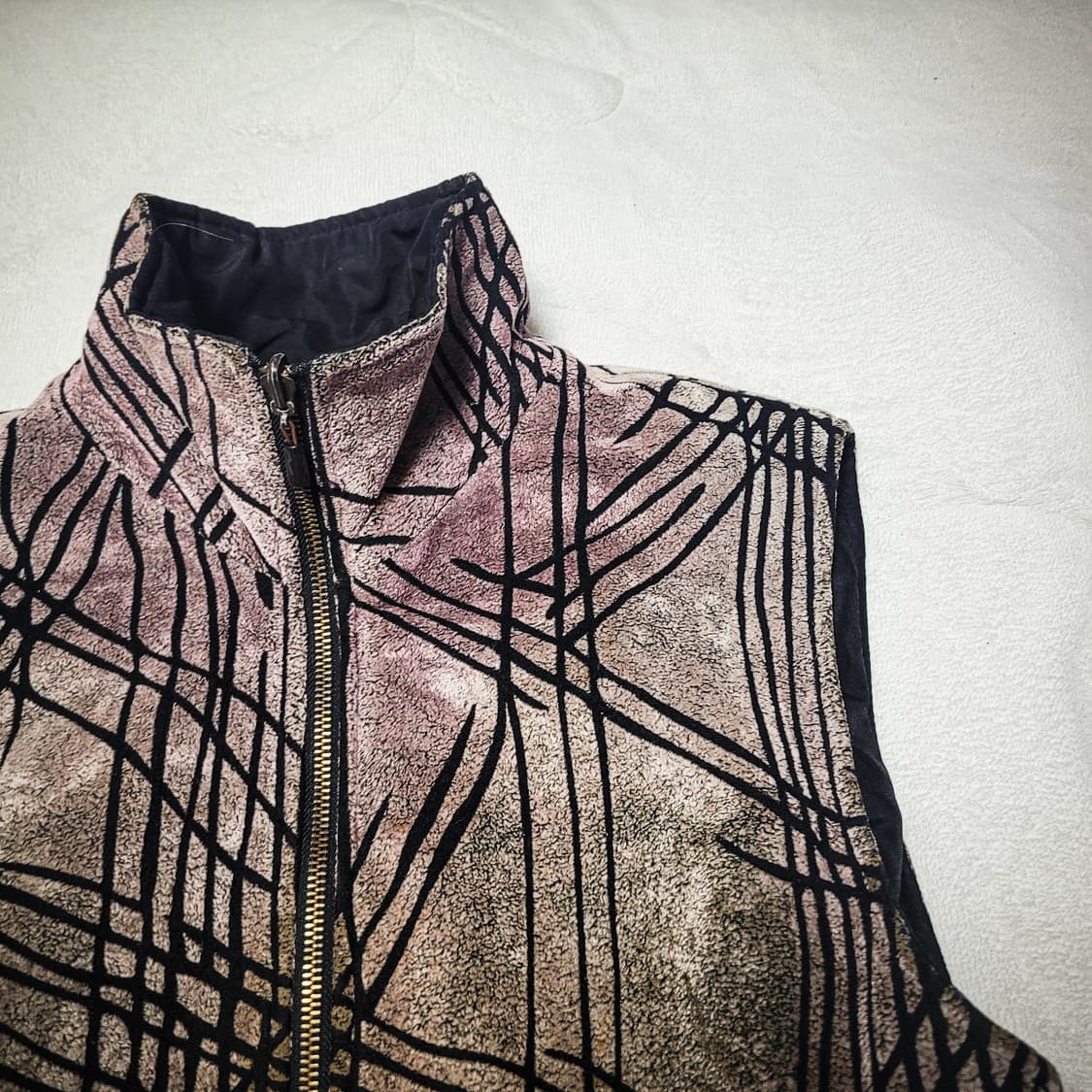 '90s Elegance Abstract Grid Full Zip Ves 상품이미지2