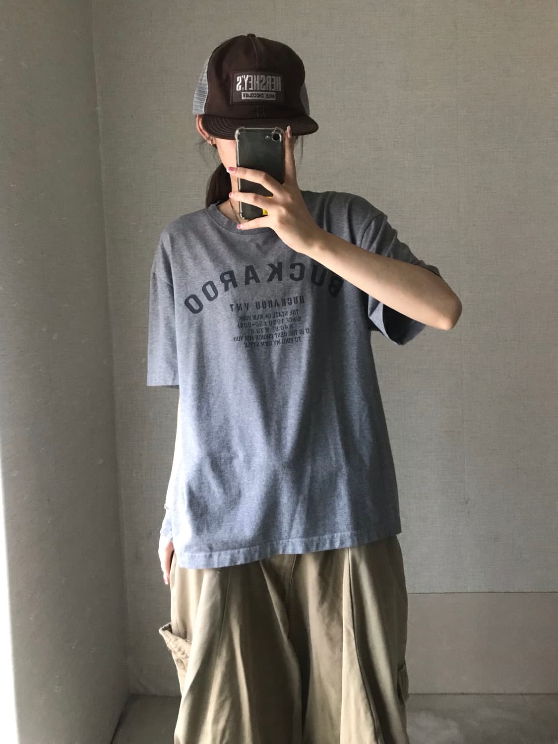 버카루 그레이 오버핏 반팔티셔츠 상품이미지5