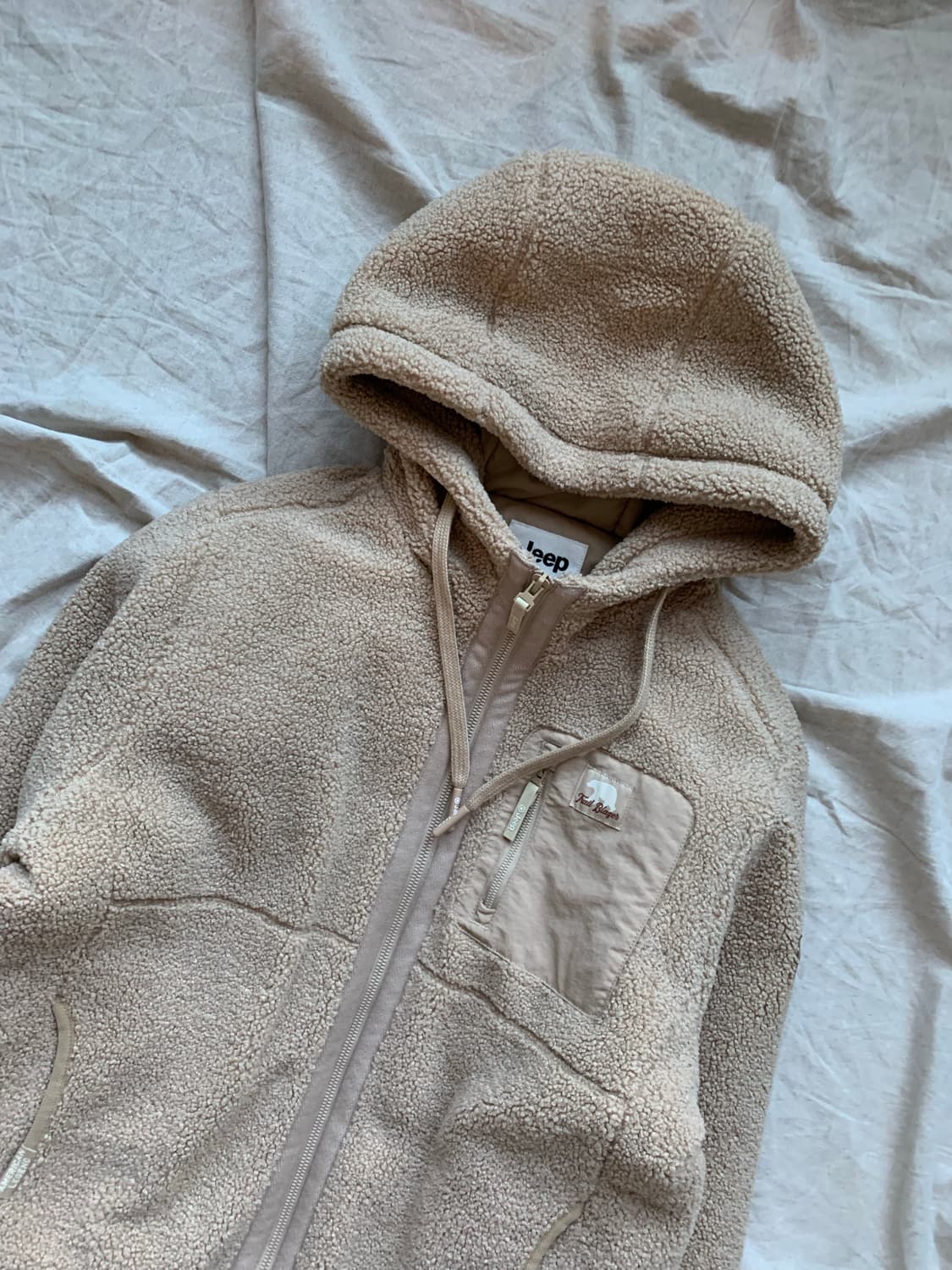 지프 폴라베어 베이지 플리스 후드집업 상품이미지6