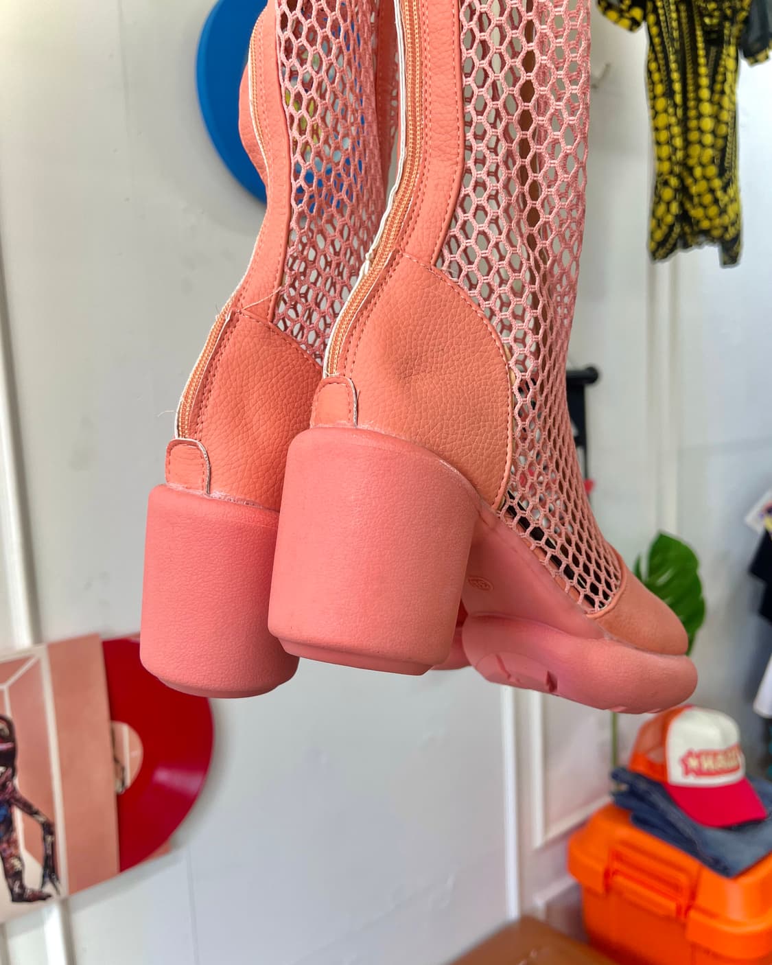 Italian Vtg Lace-up Mesh Rubber Boots 상품이미지8